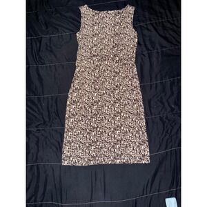 Ann Taylor Womens Black White Abstract Print Sleeveless Sheath Dress Size 2